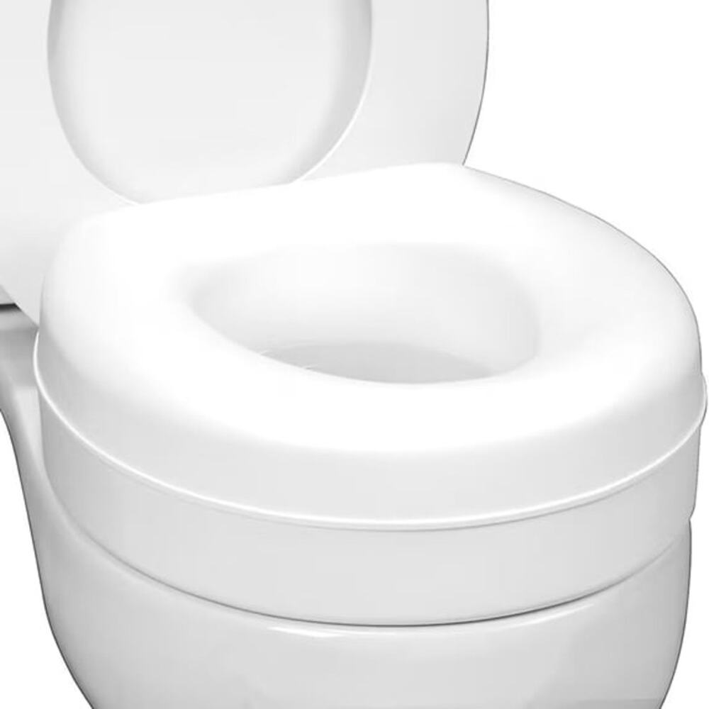 HealthSmart 5” Elevated Toilet Seat - White, Round Slip Resist Pads 52215081901